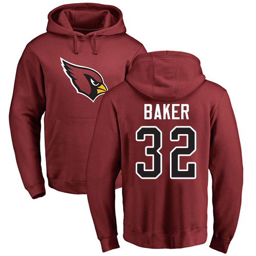 Arizona Cardinals Men Maroon Budda Baker Name And Number Logo NFL Football #32 Pullover Hoodie Sweatshirts